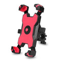 Red and black secure grip bike phone mount with adjustable 360-degree rotation on handlebar