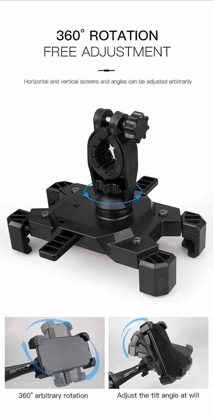 Red and Black Secure Grip Bike Phone Mount - Adjustable 360 Rotation Bicycle Handlebar Holder