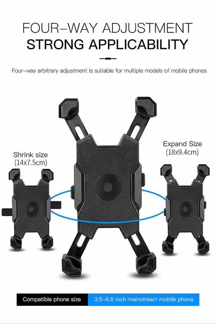 Red and Black Secure Grip Bike Phone Mount - Adjustable 360 Rotation Bicycle Handlebar Holder