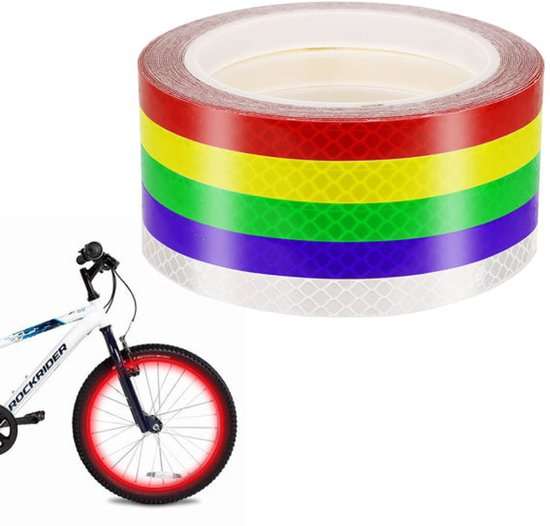 Rolls of colorful reflective stickers for bicycle safety with waterproof self-adhesive tape