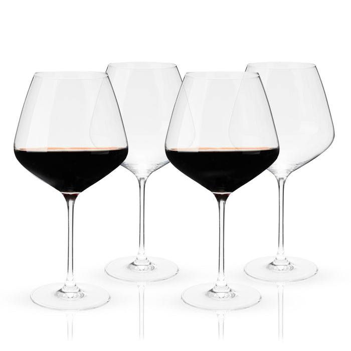 Reserve Inez Crystal Burgundy Glasses, Set of 4