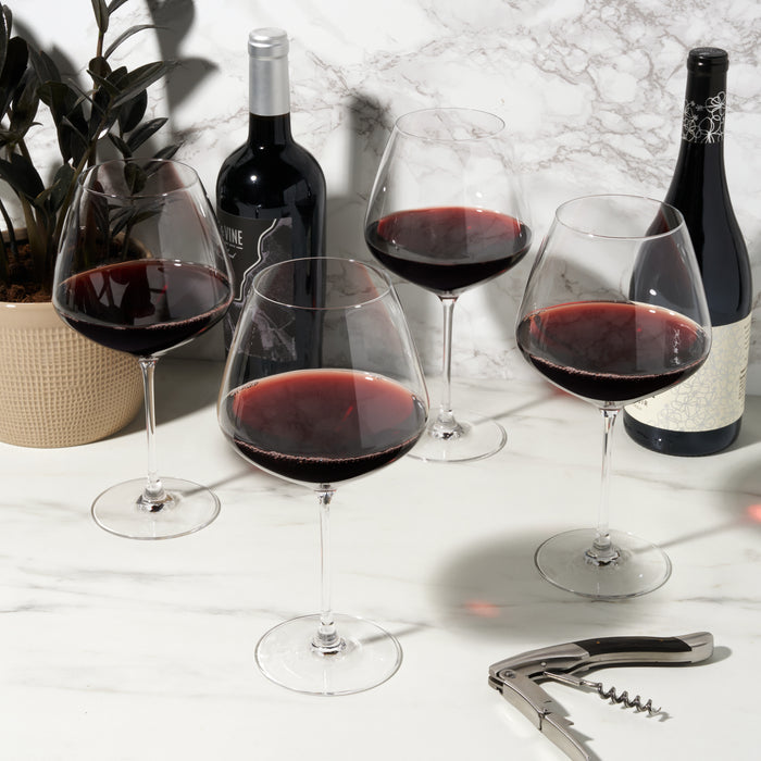 Reserve Inez Crystal Burgundy Glasses, Set of 4