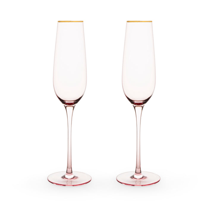 Rose Crystal Champagne Flutes, Set of 2