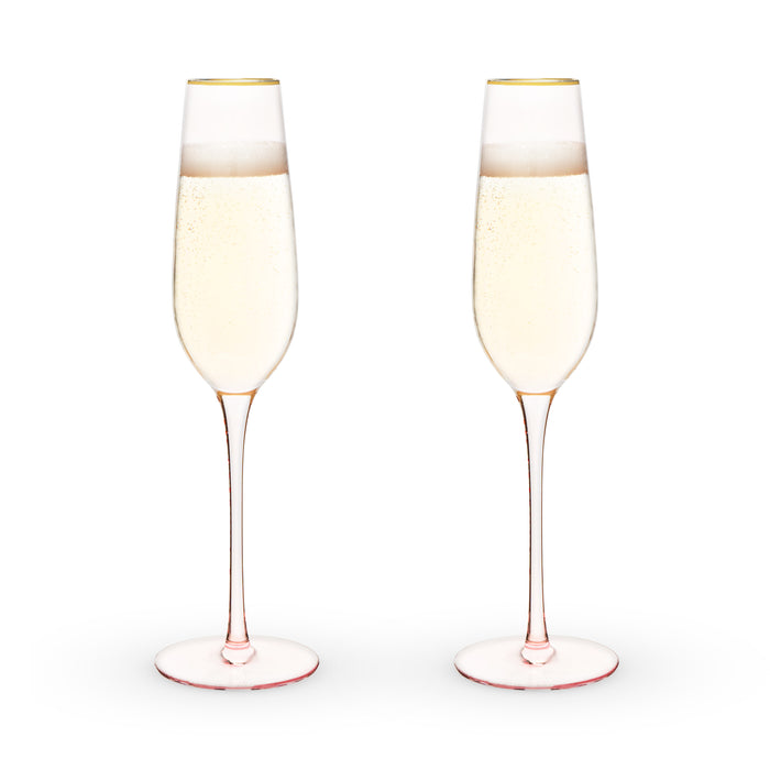 Rose Crystal Champagne Flutes, Set of 2