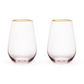 Rose Crystal Stemless Wine Glasses, Set of 2