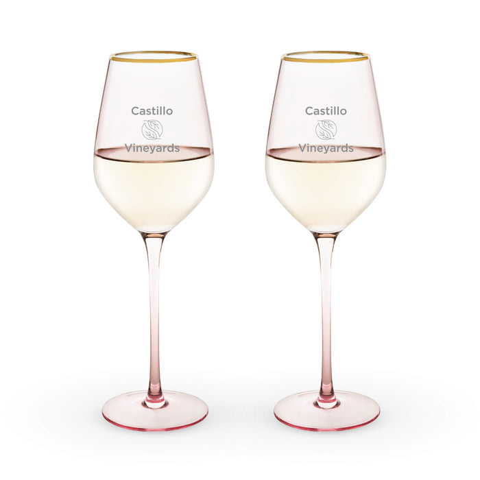 Rose Crystal White Wine Glasses, Set of 2