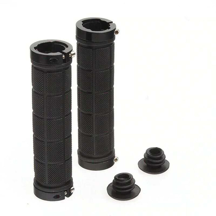 Rubber Bike Handle Grips, Double Lock Screw Tight | Black