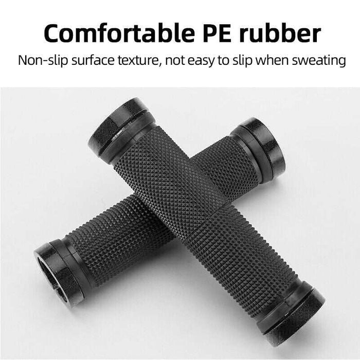 Rubber Bike Handle Grips, Double Lock Screw Tight | Black