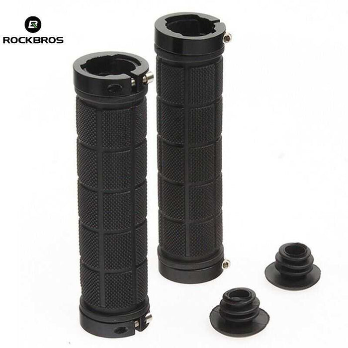 Rubber Bike Handle Grips, Double Lock Screw Tight | Black