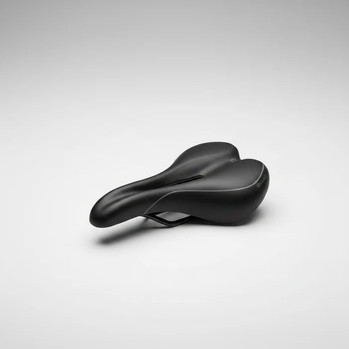 Saddle Velo Voam Swan O butterfly-shaped MTB gel saddle with center cut-out, 255x175mm, lightweight and comfortable for cross-country riding