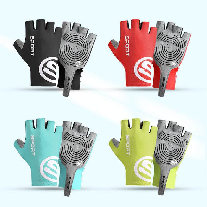 Size L Black Breathable Half-Finger Cycling Gloves - Anti-Slip, Shockproof, and Durable for Men & Women