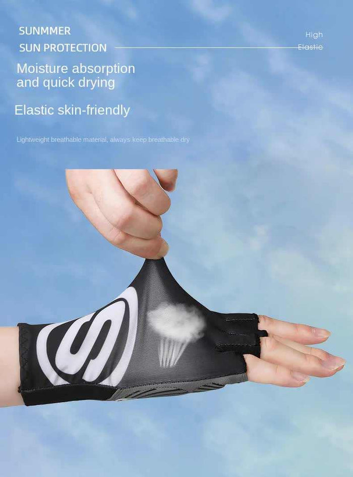 Size L Black Breathable Half-Finger Cycling Gloves - Anti-Slip, Shockproof, and Durable for Men & Women