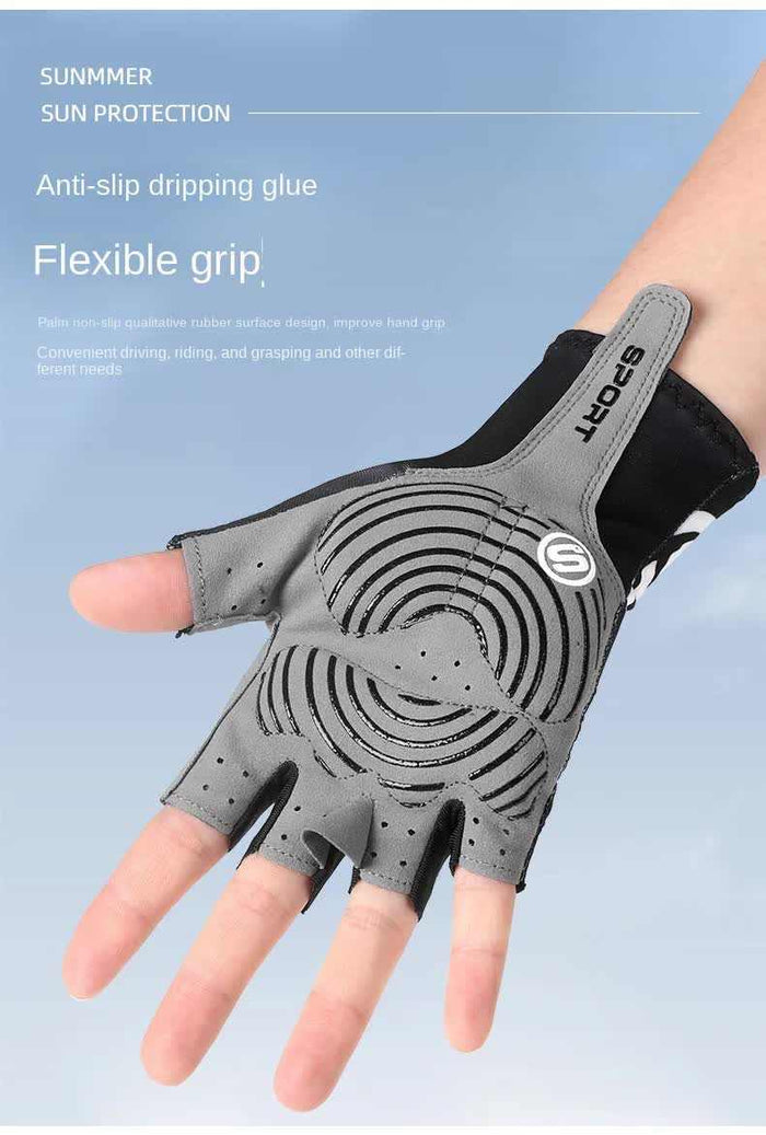 Size XL Black Breathable Half-Finger Cycling Gloves - Anti-Slip, Shockproof, and Durable for Men & Women