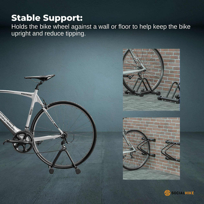 Social Hike Single Bike Rack Stand - Floor or Wall Adjustable Width Bicycle Holder