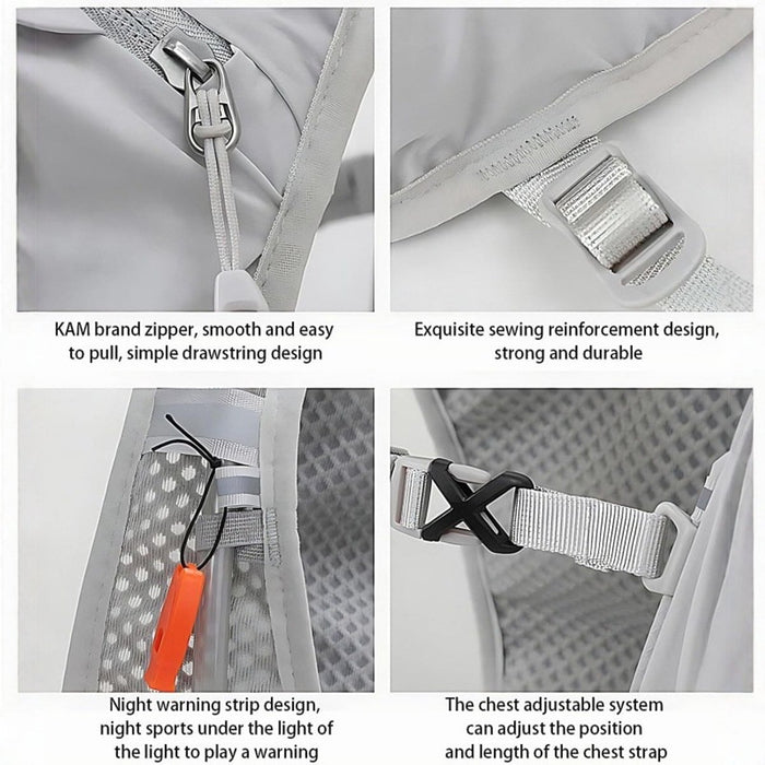 Sports Vest - Cycling - Running - Hiking - Breathable Cycling Cross-Country Marathon Hydration Bag Backpack - Gray