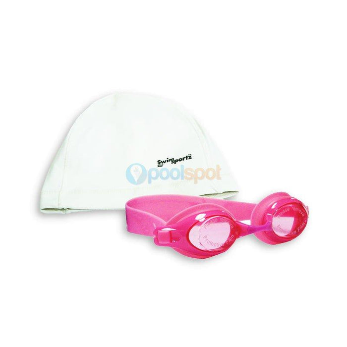 Swim Sportz Junior Swim Pack - Pink Goggles + Lycra Swim Cap