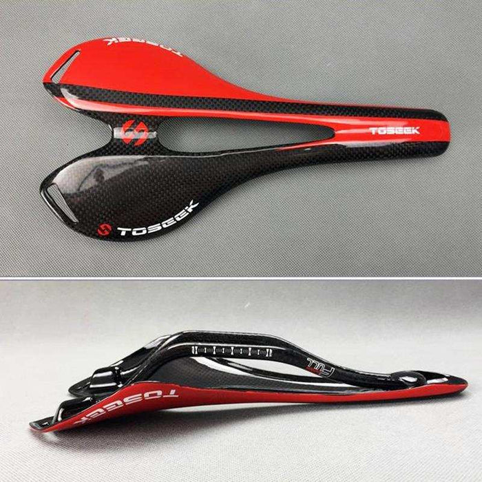 Toseek Carbon Fiber Road Bike Saddle 3K Texture & Extinction - Blue