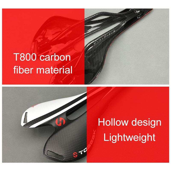 Toseek Carbon Fiber Road Bike Saddle 3K Texture & Extinction - Blue