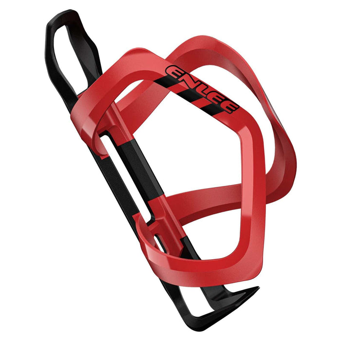 Red ultra lightweight water bottle cage for road and mountain bikes, 39g polycarbonate and glass fiber, fits most bottles