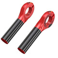 Black and red ultralight carbon fiber ergonomic bicycle bar ends on handlebars