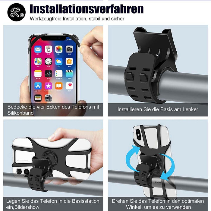 Universal bicycle phone mount, removable, 360-degree adjustable, for smartphones from 4.5 to 0 inches