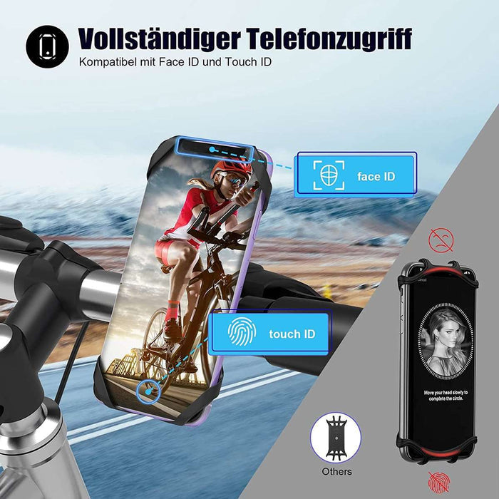 Universal bicycle phone mount, removable, 360-degree adjustable, for smartphones from 4.5 to 0 inches