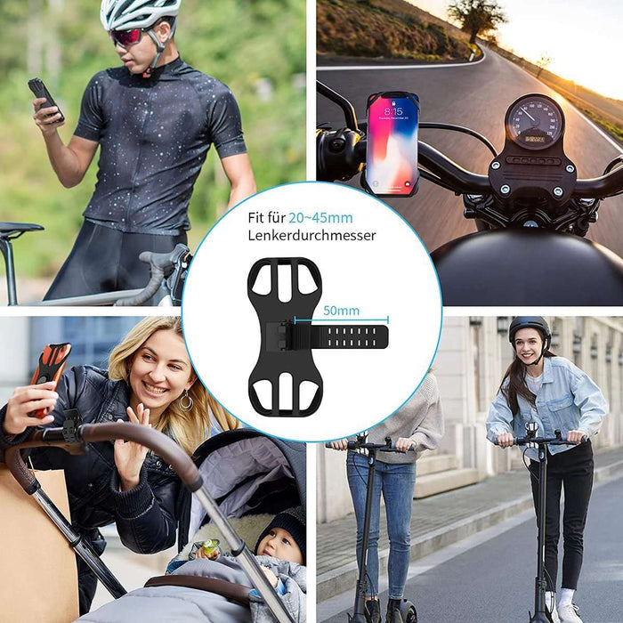 Universal bicycle phone mount, removable, 360-degree adjustable, for smartphones from 4.5 to 0 inches