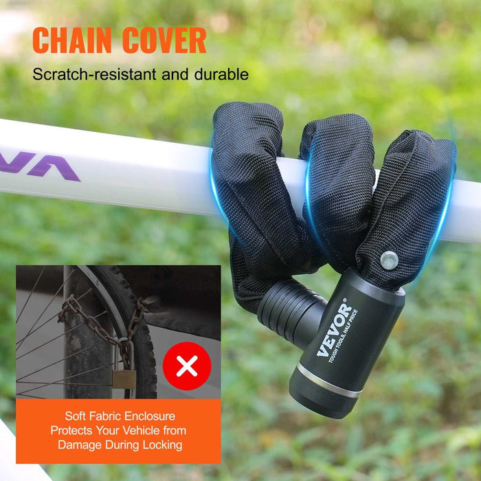 VEVOR Anti-Theft 2.79 Ft Heavy Duty Bike Chain Lock - 8mm - Black