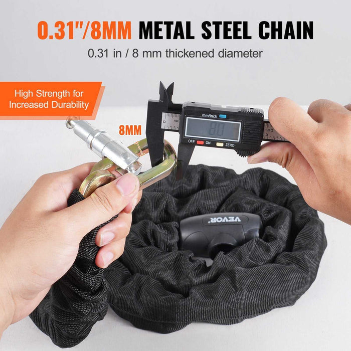 VEVOR Anti-Theft 3.94 Ft Heavy Duty Bike Chain Lock - 8mm - Black