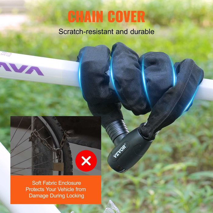 VEVOR Anti-Theft 3.94 Ft Heavy Duty Bike Chain Lock - 8mm - Black
