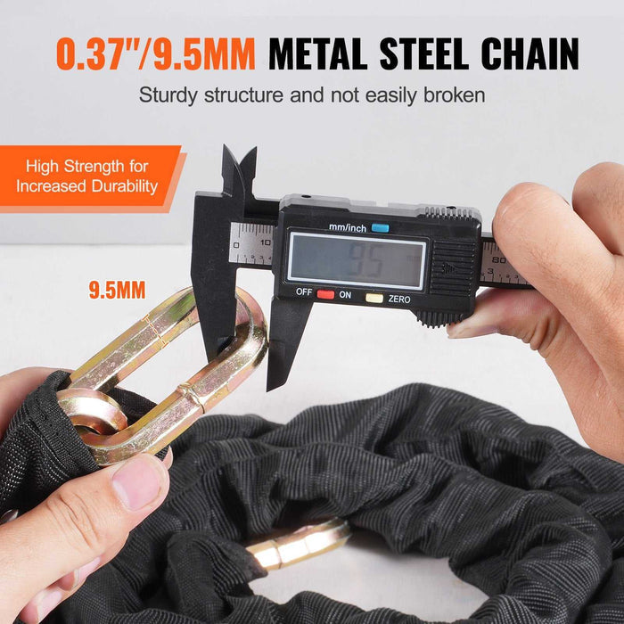 VEVOR Anti-Theft 5.91 Ft Heavy Duty Bike Chain Lock - 9.5mm - Black