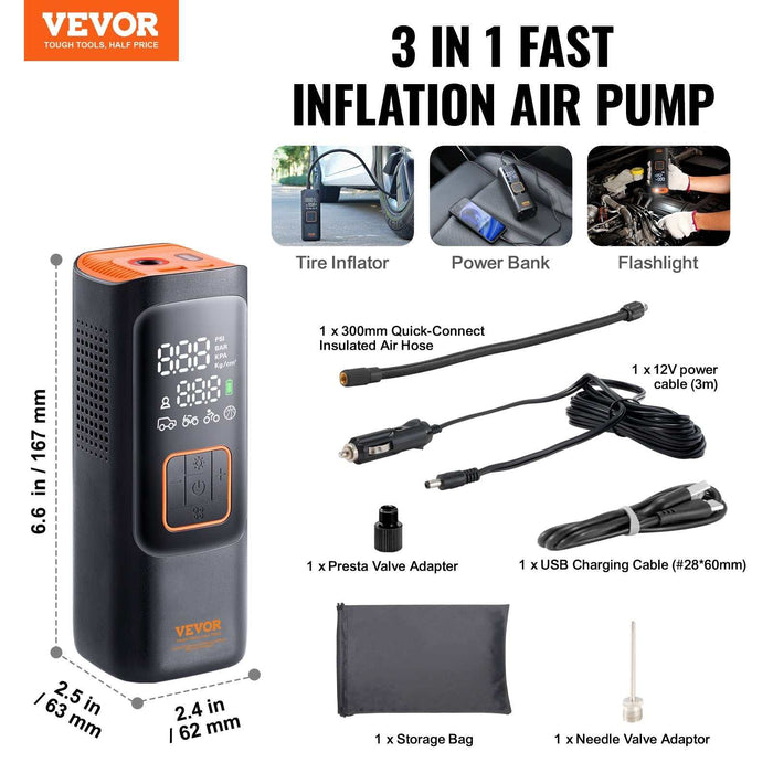 VEVOR Smart Air Pump with LCD Pressure Gauge - 160 PSI