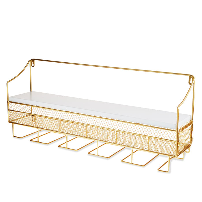 Wall Mounted Wine Rack & Cork Storage in Gold