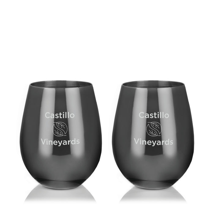 Warren Stemless Wine Glasses in Gunmetal, Set of 2