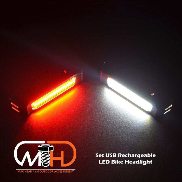 Water-Resistant Rechargeable Commuter Bicycle Light Set | Black