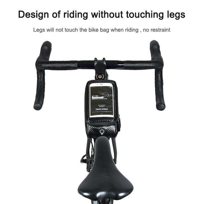 Waterproof Bike Handlebar Bag With Phone Holder - Carbon Fiber Black