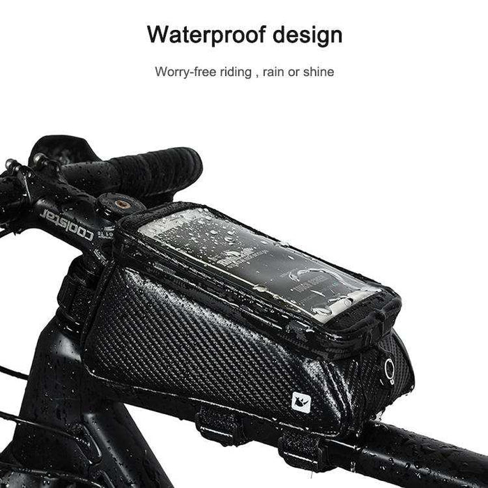Waterproof Bike Handlebar Bag With Phone Holder - Matt Black