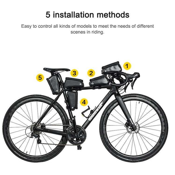 Waterproof Bike Handlebar Bag With Phone Holder - Matt Black