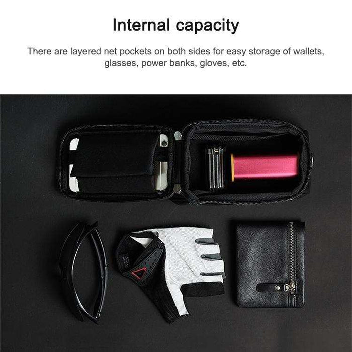 Waterproof Bike Handlebar Bag With Phone Holder - Matt Black