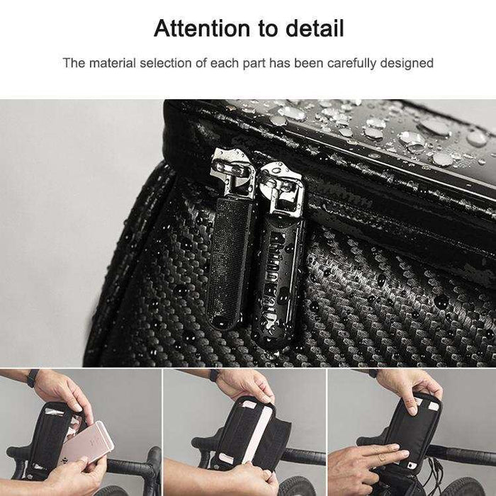 Waterproof Bike Handlebar Bag With Phone Holder - Matt Black