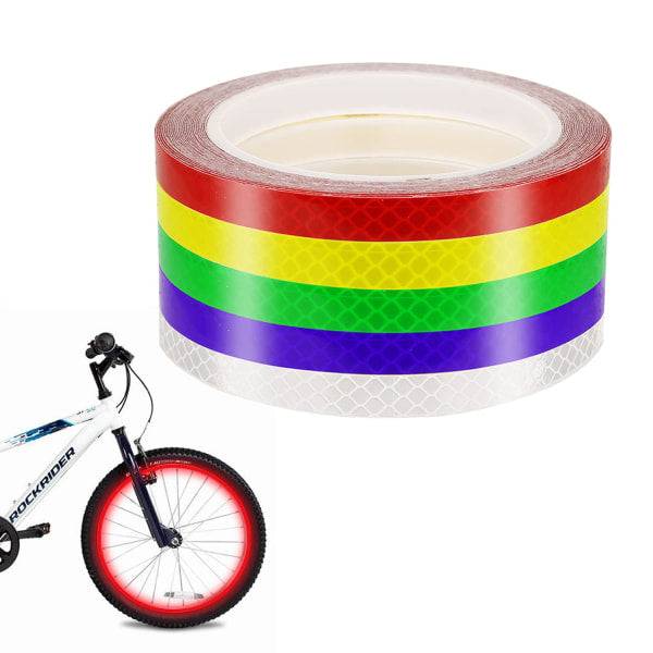 Waterproof self-adhesive reflective tape rolls in multiple colors for bicycle safety and visibility