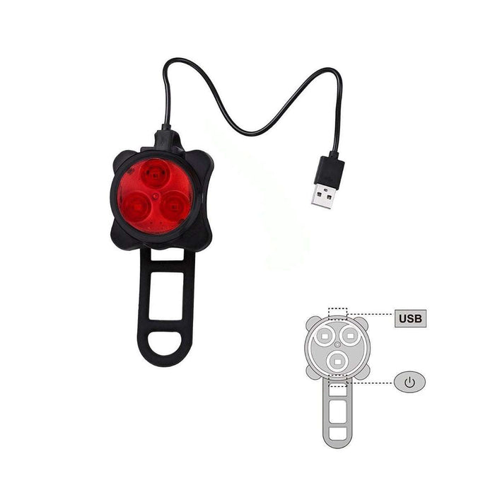 Waterproof USB Rechargeable Bicycle Light Set - Front & Rear Safety LED Pack