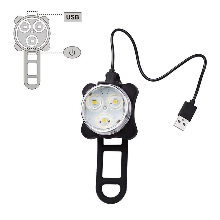 Waterproof USB Rechargeable Bicycle Light Set - Front & Rear Safety LED Pack