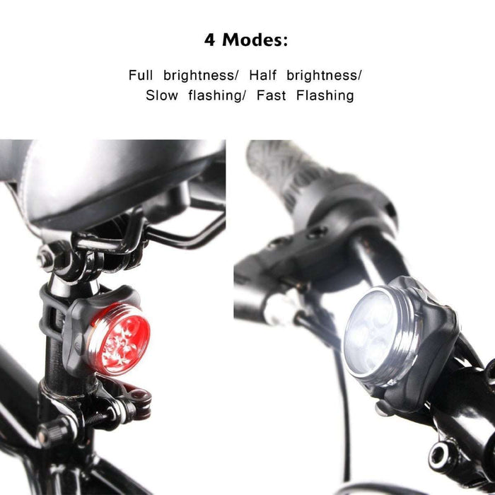Waterproof USB Rechargeable Bicycle Light Set - Front & Rear Safety LED Pack