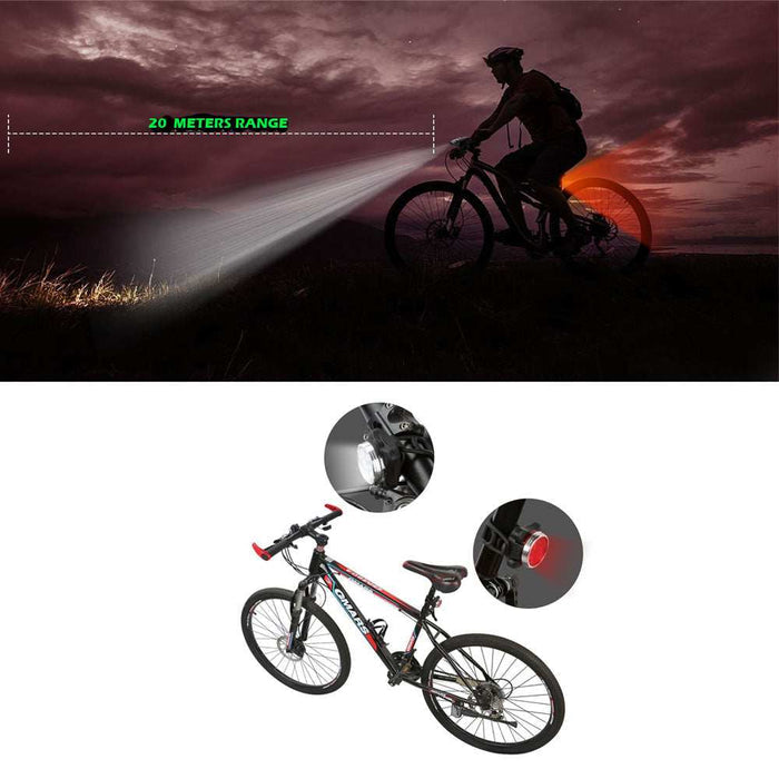 Waterproof USB Rechargeable Bicycle Light Set - Front & Rear Safety LED Pack