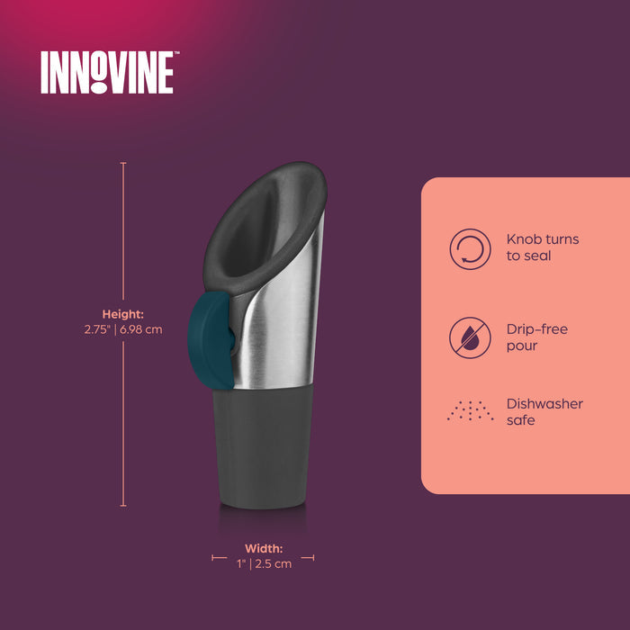 Wine Pourer and Stopper in Deep Teal