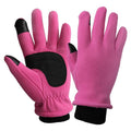 Pink warm windproof winter gloves with touchscreen fingertips and anti-slip grip