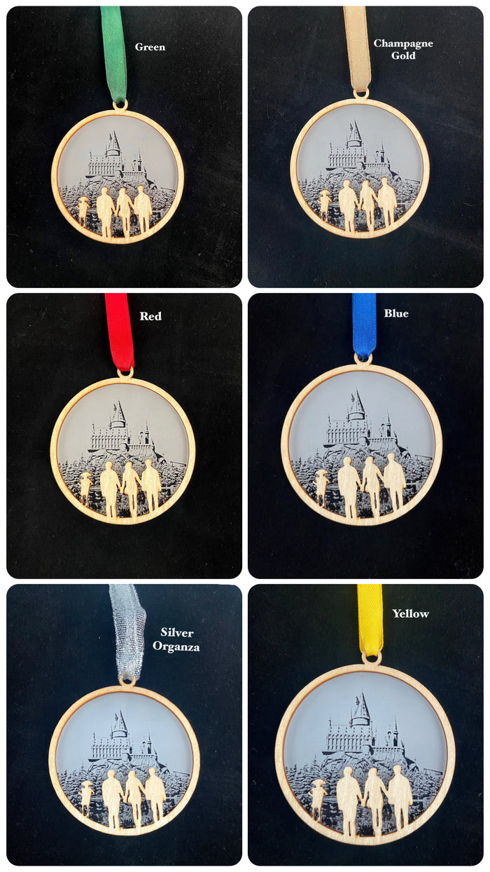 Wizard Wood and Acrylic Castle Christmas Tree Decoration
