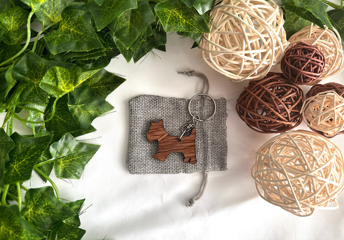 Wood Dog Keychain