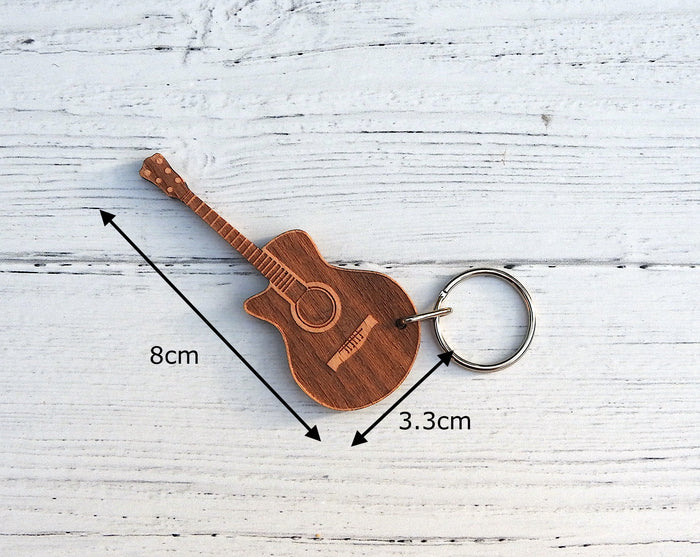 Wood Guitar Keychain
